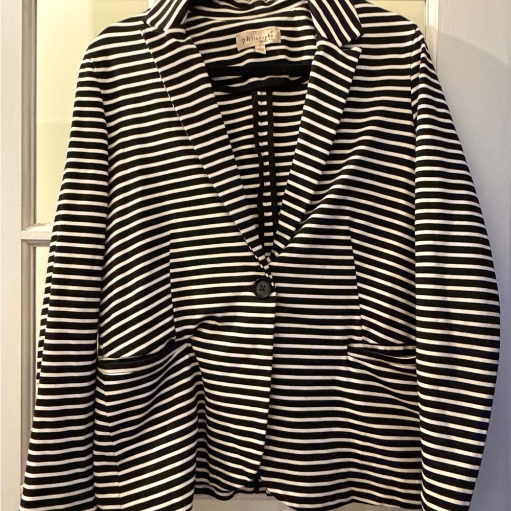 Philosophy Black and White Striped Blazer